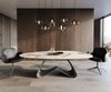 Esstisch Edge Oval 220x120 Keramik Iris FMG Patagonia Lappato W-Gestell Metall Effektfinish Titan Bild 2