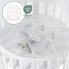 Waldin Oval Baby-Bett Mitwachsend Komplett Set 7in1, Gitterbett, Kinderbett mit Matratze, Wickelkommode, Beistellbett, Holz Weiß, Stoffe Weiß Zweige Bild 4