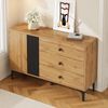 Sideboard 120cm×35cm×76cm Holzmaserung vertikale Streifen Natur Schwarz Schrank Schubladen Bild 5