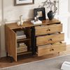 Sideboard 120cm×35cm×76cm Holzmaserung vertikale Streifen Natur Schwarz Schrank Schubladen Bild 4