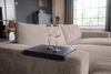 KAWOLA Big Sofa MADELINE Cord taupe mit Hocker / 4 Zierkissen / Armlehntablett schwarz 85 x 170 x 290 cm Bild 5