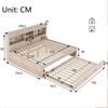Merax Schlafsofa, Daybett, Tagesbett, 140*200cm , Ferngesteuerte Ambientebeleuchtung, Bettseitiges Staufach, Ausziehbares Bett, Steckdose + USB, Ohne Matratze, Natur Bild 4