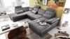 Couch Wohnlandschaft Schlaffunktion Schlafsofa schwarz grau hell Ottomane links Bild 5