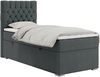 Boxspringbett PERA, Polsterbett mit Kopfstütze, gepolsterte Kopfstütze, Einzelbett, 90x200 - Dunkelgrau Stoff - links - H3 Bild 2