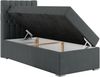 Boxspringbett PERA, Polsterbett mit Kopfstütze, gepolsterte Kopfstütze, Einzelbett, 90x200 - Dunkelgrau Stoff - links - H3 Bild 3