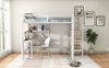 Bett 140x200 cm mit Hochbett-Design, integriertem Schreibtisch und Einbauschrank – platzsparend und stabil Bild 5