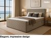 MEBLINI Boxspringbett MALTESE 200x200 cm mit Bettkasten – H4/Beige Samt Polsterbett - Gepolstert Doppelbett mit Matratze und Topper - Polsterbett mit Stauraum - Bett mit Kopfteil – Stauraumbett Bild 3