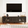 TV-Lowboard mit geriffelten Glastüren & Push-to-Open, 177x38x55,5 cm, Schwarz Bild 5