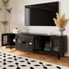 TV-Lowboard mit geriffelten Glastüren & Push-to-Open, 177x38x55,5 cm, Schwarz Bild 3
