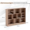 Bücherregal mit 10 Fächern Standregal mit 3 Ebenen Würfelregal Büroregal 140 x 24 x 104 cm Natur Bild 3
