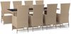 vidaXL 9-tlg. Garten-Essgruppe mit Kissen Beige Poly Rattan 3157580 Bild 2