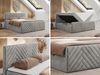 Boxspringbett mit zwei Bettkästen, 7 Härtezonen Multipocket-Matratzen, dekoratives Kopfteil und Front, Doppelbett - PARIS DUO - 180 x 200 cm - Hellgrau Velours - H3 Bild 2