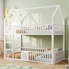 Flieks Etagenbett, Metallbett Hochbett Hausbett 90x200cm mit Leiter und oberem Lattenrost Bild 5