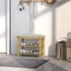 Flurbank Sitzbank Bambus mit Kissen Schuhregal 2-stufig Eingangsbank Garderobe Bild 3