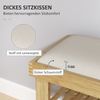 Flurbank Sitzbank Bambus mit Kissen Schuhregal 2-stufig Eingangsbank Garderobe Bild 5