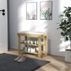 Flurbank Sitzbank Bambus mit Kissen Schuhregal 2-stufig Eingangsbank Garderobe Bild 4