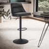 Barhocker Samt Grau mit Lehne höhenverstellbar 86-106cm Metallfuß gepolstert Bild 2