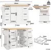 Merax Kücheninsel mobil, Küchenschrank, Küchenwagen mit 2 Türen & 6 Schubladen, rollbar, höhenverstellbar (120x45(75)x91 cm), Weiß Bild 4