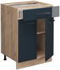Küchenunterschrank Fame-Line Dunkelblau Hochglanz 60 cm mit Schublade, AP Marmor Vicco Bild 2