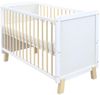 Baby-Delux Babybett Lou Weiß Kiefernholz Schutzgitter, Kinderbett 60x120 umbaubar Matratze Bild 2