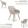 tectake Esszimmerstuhl Polstersessel gepolstert, in Samtoptik, gesteppt, 58 x 62 x 82 cm (Küchenstuhl Marilyn in taupe/gold, 4 St), schlanke, goldene Stahlbeine, bodenschonend, Belastbarkeit 120 kg Bild 3