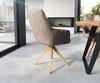 Esszimmerstuhl Zelia-Flex mit Armlehnen Mikrofaser Taupe Vintage Holzgestell kantig Natur Taschenfederkern Bild 5