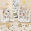 Homfa Kinderregal mit 2 Spielzeugkisten auf Rollen und 2 Schublade, Spielzeugregal mit 7 offenen Fächern Spielzeugtruhe 125 x 120 x 33 cm weiß Bild 4