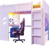 Hochbett 90x200 cm mit Schreibtisch, LED, USB & Typ-C, Stauraum und Wäscheständer – Weiß Bild 5