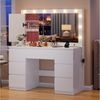 Furnicopia Schminktisch mit 7 Schubladen mit 2 Steckdosen 1 USB-Anschluss 1 Tycp-Anschluss (Größe 120*40*140cm Großer Spiegel 106cm Eingebautes Schmuckkabinett LED-Lichter Einstellbare Farbtemperatur und Helligkeit-ostern geschenke) Bild 5