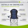 Juskys Campingstuhl Lido mit Getränkehalter & Tasche - Camping Klappstuhl gepolstert - Faltstuhl Angelstuhl Strandstuhl Chair - Stuhl Blau Bild 5