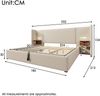 Polsterbett 180x200 cm mit hydraulischem Bettkasten, Leinenbezug und integriertem Kopfteil mit Leselampe sowie 2×USB/2×Type‑C,Beige Bild 4