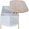 Couchtisch 120 x 50 x 43 cm, höhenverstellbar bis 57,5 cm, mit Stauraum, MDF in Weiß/Naturholz Bild 4