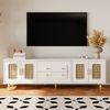TV-Möbel 175x38x55,5 cm im Retro-Stil mit Rattantüren und goldenen Griffen Bild 2