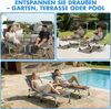 Huracan Gartenliege Sonnenliege mit Dach, Gartenliege mit Kopfkissen&Seitentasche, 2 St, Sonnenliege klappbar für Strand, Extra Breiter Liegefläche, Verstellbare Rückenlehne & Sonnenschutz Bild 4