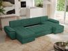 U-förmiges Ecksofa mit Schlaffunktion, genähter Sitz, zwei Armlehnen und losen Kissen - UMBRIA U - Grün Stoff Bild 4