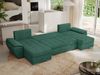 U-förmiges Ecksofa mit Schlaffunktion, genähter Sitz, zwei Armlehnen und losen Kissen - UMBRIA U - Grün Stoff Bild 3