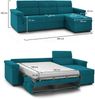 Dmora Schlafsofa mit Halbinsel Ganzaria, Wandelbares Ecksofa für das Wohnzimmer, gepolstert, abnehmbar, 100 % Made in Italy-Qualität, 285x160 h100 cm, Hellblau Bild 3