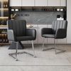 Merax 2er Set Esszimmerstühle, Polsterstühle, mit vertikalen Streifen, Gepolsterter Sessel mit zickzackförmige Metallbeine, Lounge-Stuhl, Wohnzimmerstuhl, PU, Schwarz Bild 2
