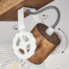 hofstein Deckenleuchte »Cotes« Deckenlampe aus Holz/Metall, Braun/Weiß Schirme, Gitter-Optik, ohne Leuchtmittel, Leuchte m. Holzbalken, Textilkabeln u. verstellbaren Strahlern, 4xE27 Bild 5