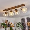 hofstein Deckenleuchte »Cotes« Deckenlampe aus Holz/Metall, Braun/Weiß Schirme, Gitter-Optik, ohne Leuchtmittel, Leuchte m. Holzbalken, Textilkabeln u. verstellbaren Strahlern, 4xE27 Bild 2