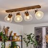 hofstein Deckenleuchte »Cotes« Deckenlampe aus Holz/Metall, Braun/Weiß Schirme, Gitter-Optik, ohne Leuchtmittel, Leuchte m. Holzbalken, Textilkabeln u. verstellbaren Strahlern, 4xE27 Bild 4