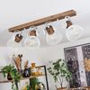 hofstein Deckenleuchte »Cotes« Deckenlampe aus Holz/Metall, Braun/Weiß Schirme, Gitter-Optik, ohne Leuchtmittel, Leuchte m. Holzbalken, Textilkabeln u. verstellbaren Strahlern, 4xE27 Bild 3
