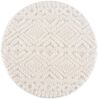 carpet city Teppich Hochflor Wohnzimmer - 160x160 cm Rund - Scandi, Landhaus-Stil Ethno Einfarbig Creme - Cut-Loop, Hochtief, 3D-Effekt - Shaggy Teppiche Flauschig-Weich Schlafzimmer Langflor Bild 3