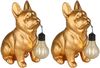 2er Set LED Deko Solarleuchten Hundelampe Bulldogge in Gold, Höhe 24,5cm Bild 2