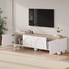 TV-Board 180 cm Weiß Holzoptik mit 4 Türen, modernem Rillendesign, TV-Schrank für 80-Zoll-Fernseher, Lowboard mit viel Stauraum Bild 5