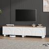 TV-Board 180 cm Weiß Holzoptik mit 4 Türen, modernem Rillendesign, TV-Schrank für 80-Zoll-Fernseher, Lowboard mit viel Stauraum Bild 3