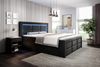 Aspen Boxspringbett mit Schubladen, LED-Beleuchtung, Samt, 180 x 200 cm, Matratze H3/H4, Schwarz Bild 2