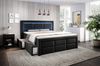 Aspen Boxspringbett mit Schubladen, LED-Beleuchtung, Samt, 180 x 200 cm, Matratze H3/H4, Schwarz Bild 3