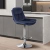 Barhocker MITUN - Samt Blau 46x54x94 cm Silber | Barstuhl Höhenverstellbar Mit Lehne Drehbar Tresenhocker Tresenstuhl Kneipenhocker Kneipenstuhl Bild 2