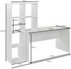 Schreibtisch mit Regal Weiß 170 x 59 x 143,5 cm Bürotisch Modern, Laptoptisch mit 6 Ablagen, Homeoffice Computertisch mit Stauraum Bild 4